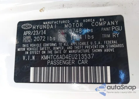 2014 Hyundai Veloster Re:flex W/Black из США, поврежденный, VIN KMHTC6AD4EU213537